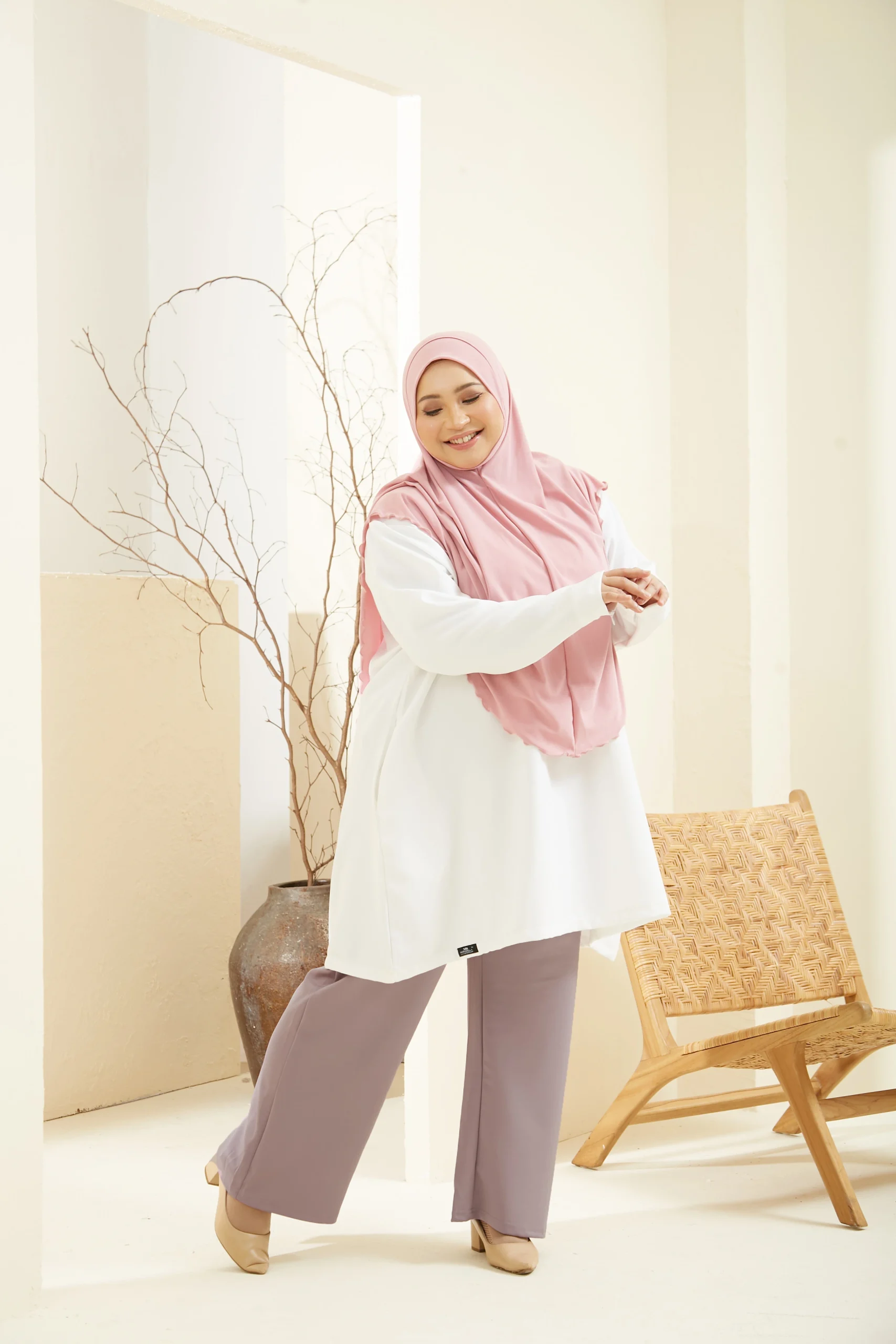 Yamshee Pants - DUSTY PLUM - Skuba - Harabella by Zara Chan - harabella.com - Hara Collections - Fesyen Pakaian Muslimah comp