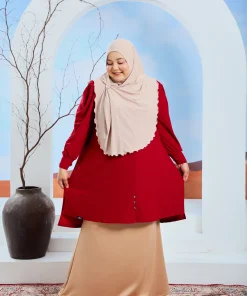 Safiyya Luxe - BURGUNDY - Blouse Raya Edition