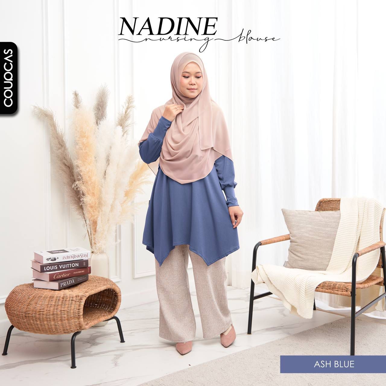 Nadine Blouse - ASH BLUE - harabell.com - Blouse Nursing Moss Crepe - Coupcas