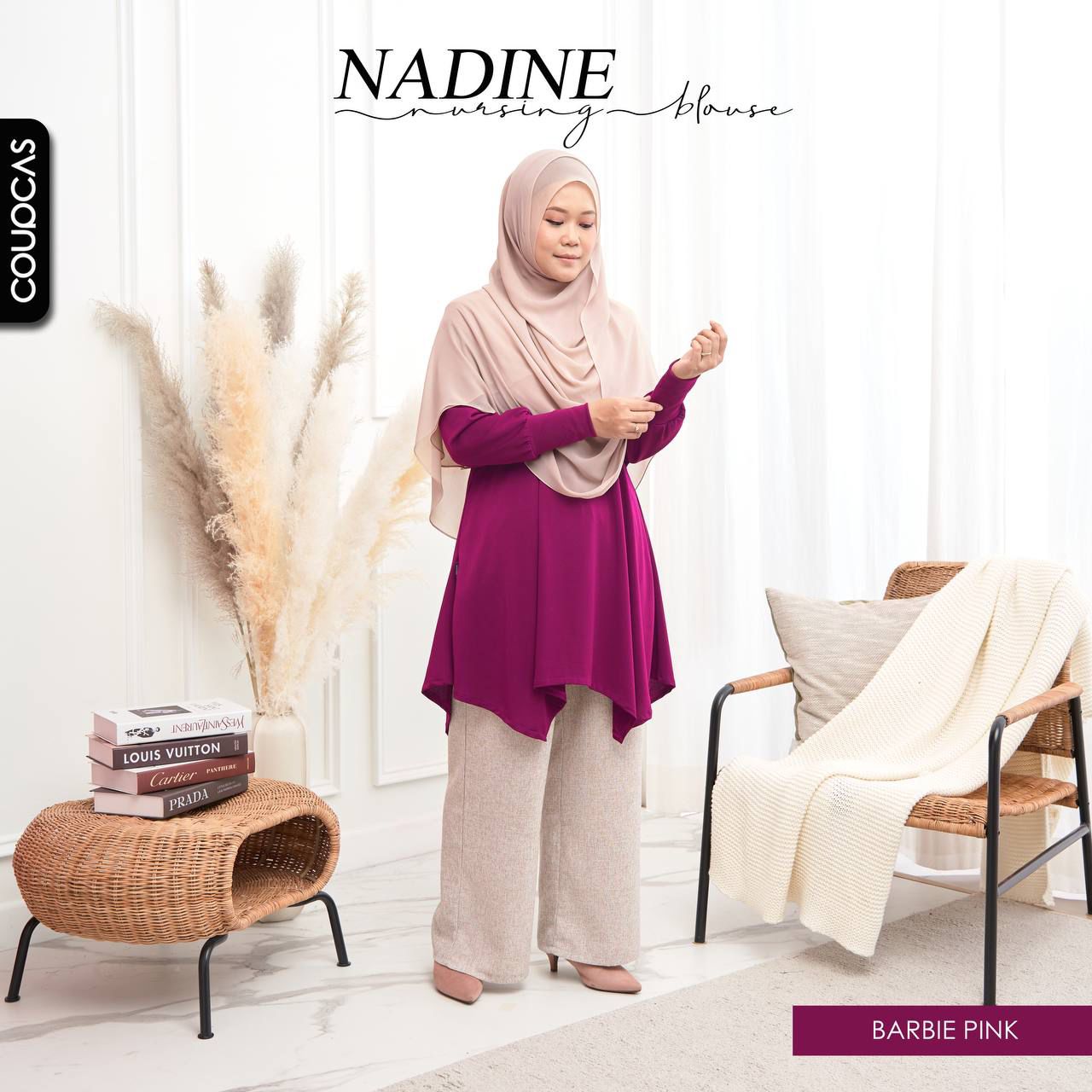 Nadine Blouse - BARBIE PINK - harabell.com - Blouse Nursing Moss Crepe - Coupcas