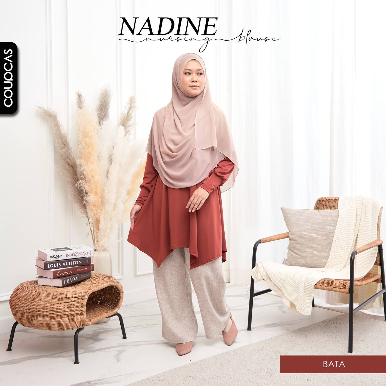 Nadine Blouse - BATA - harabell.com - Blouse Nursing Moss Crepe - Coupcas