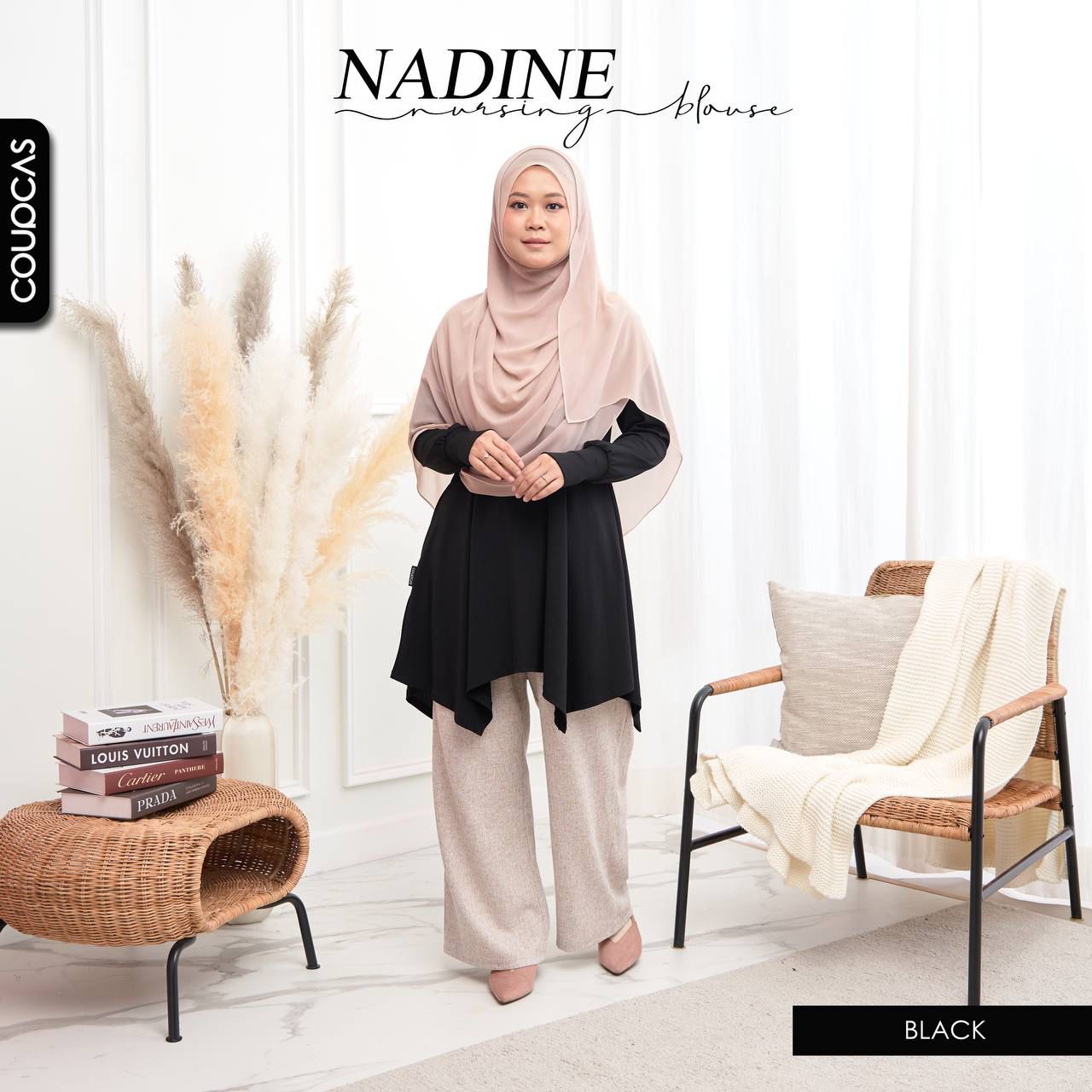Nadine Blouse - BLACK - harabell.com - Blouse Nursing Moss Crepe - Coupcas