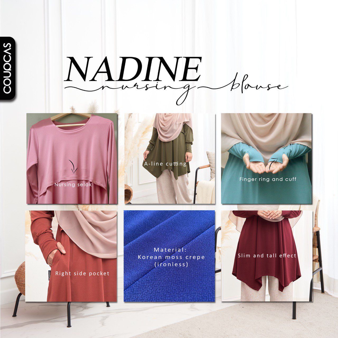 Nadine Blouse - CIRI CIRI - harabell.com - Blouse Nursing Moss Crepe - Coupcas