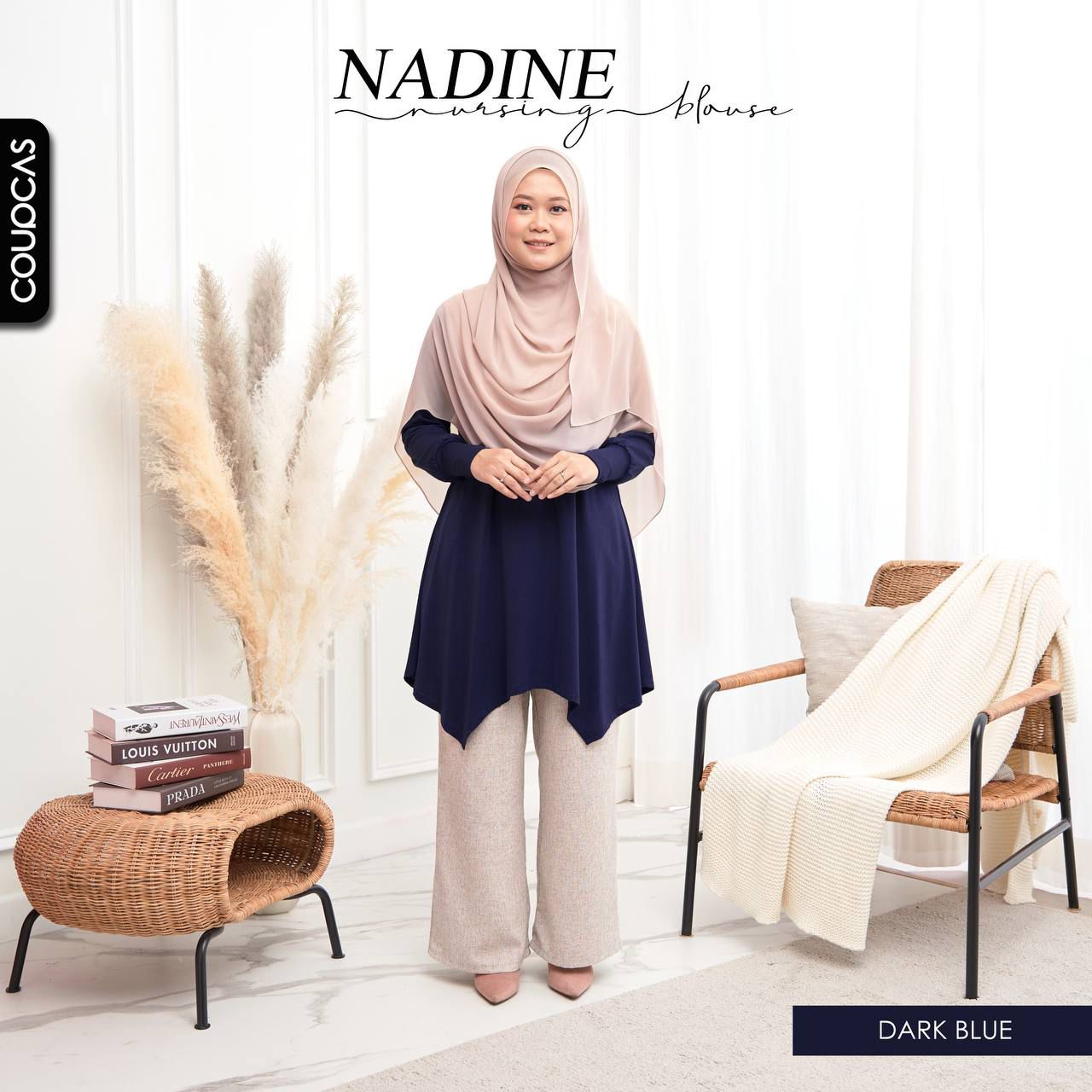 Nadine Blouse - DARK BLUE - harabell.com - Blouse Nursing Moss Crepe - Coupcas