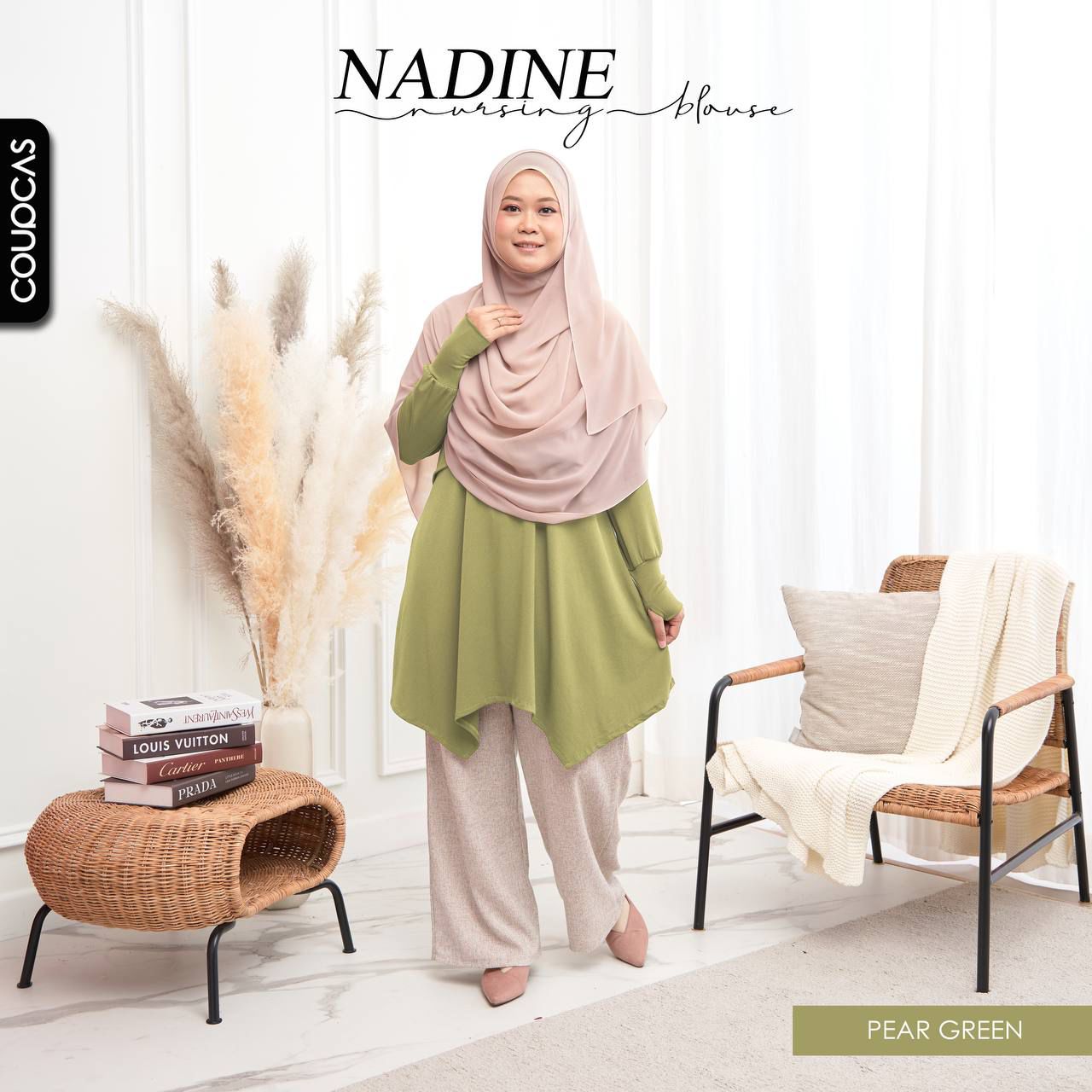 Nadine Blouse - PEAR GREEN - harabell.com - Blouse Nursing Moss Crepe - Coupcas