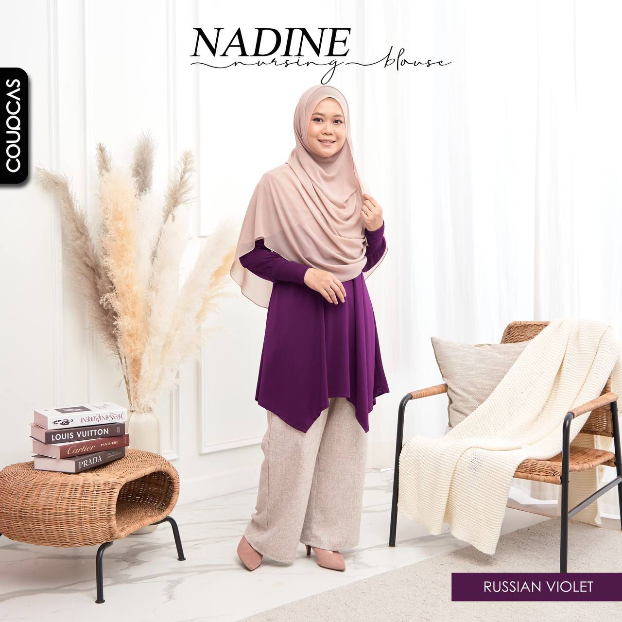 Nadine Blouse - RUSSIAN VIOLET - harabell.com - Blouse Nursing Moss Crepe - Coupcas